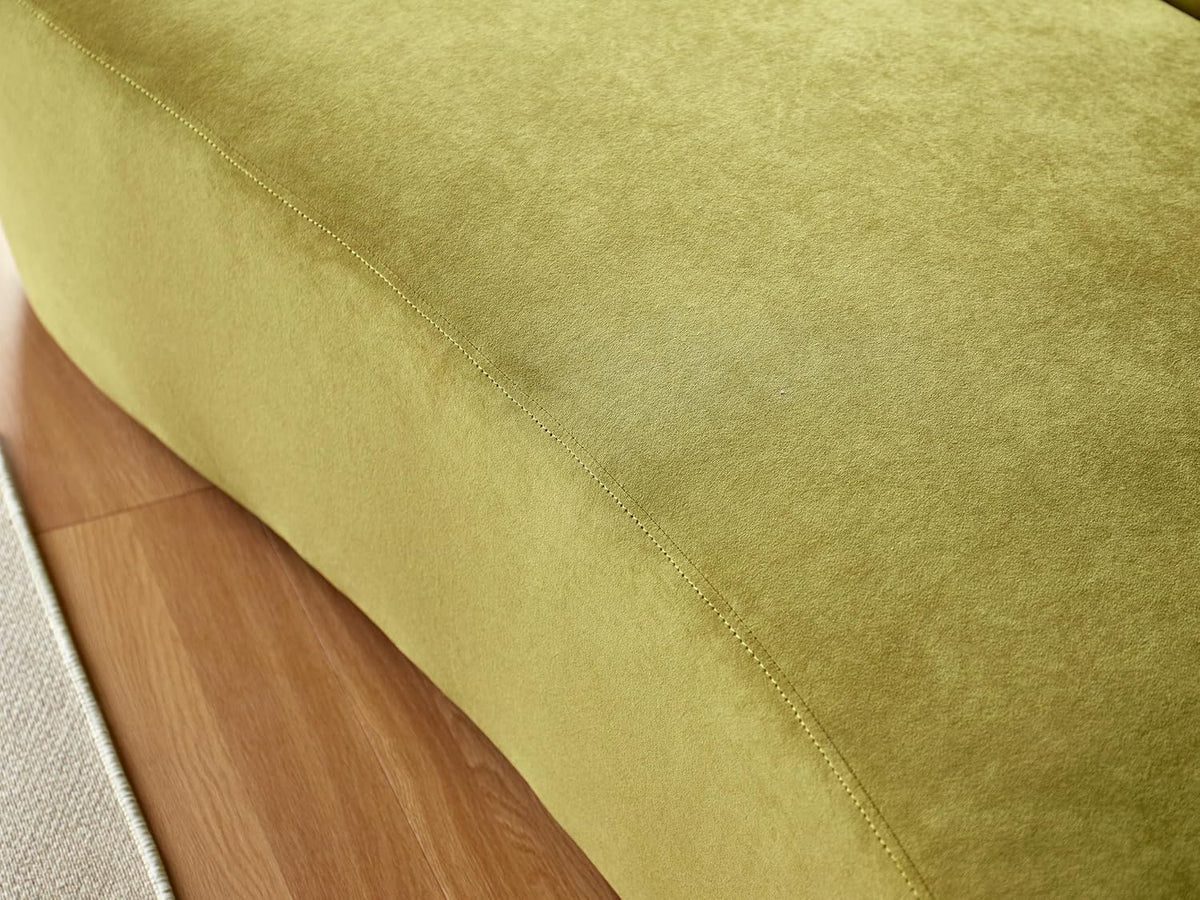 Container Furniture Direct 132" Curved Sofa with Throw Pillows, 6 Seater Luxury Velvet Couch with Half Moon Design and High-Density Foam, Ideal for Modern Living Room, Office & Apartment, Olive Green