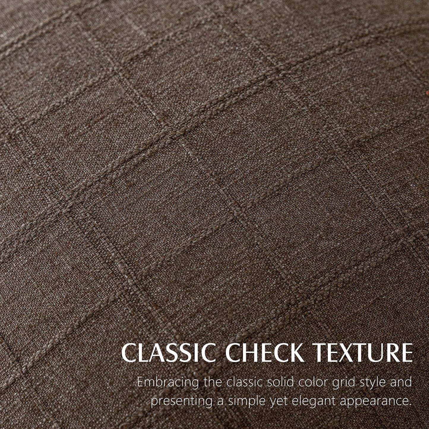 Foindtower Set of 2 Decorative Linen Check Throw Pillow Covers Neutral Farmhouse Vintage Cushion Covers Modern Boho Home Decor for Sofa Chair Couch Bedroom Living Room Outdoor,20×20 Inch,Dark Brown