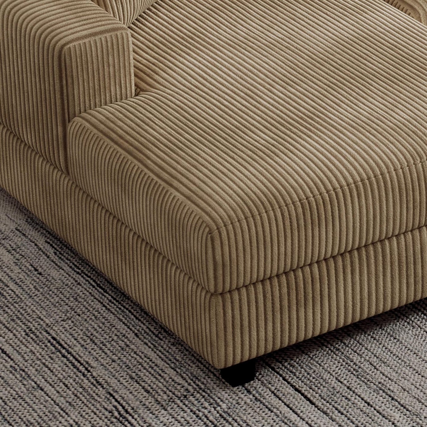 Oversized Symmetrical U Shaped Modular Sectional Sofa with Double Chaise Lounge , Reversible Corduroy Upholstered Sofa Extra Wide Deep Seat Sleeper Sofas Couches w/ 2 Pillows for Living Room Apartment