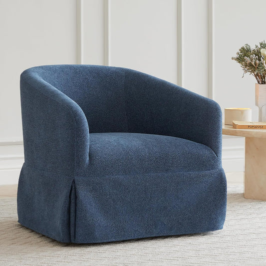 Swivel Accent Chair, 360 Degree Performance Fabric Armchair Modern Barrel Chairs Armchair for Living Room Bedroom Home and Office,Blue