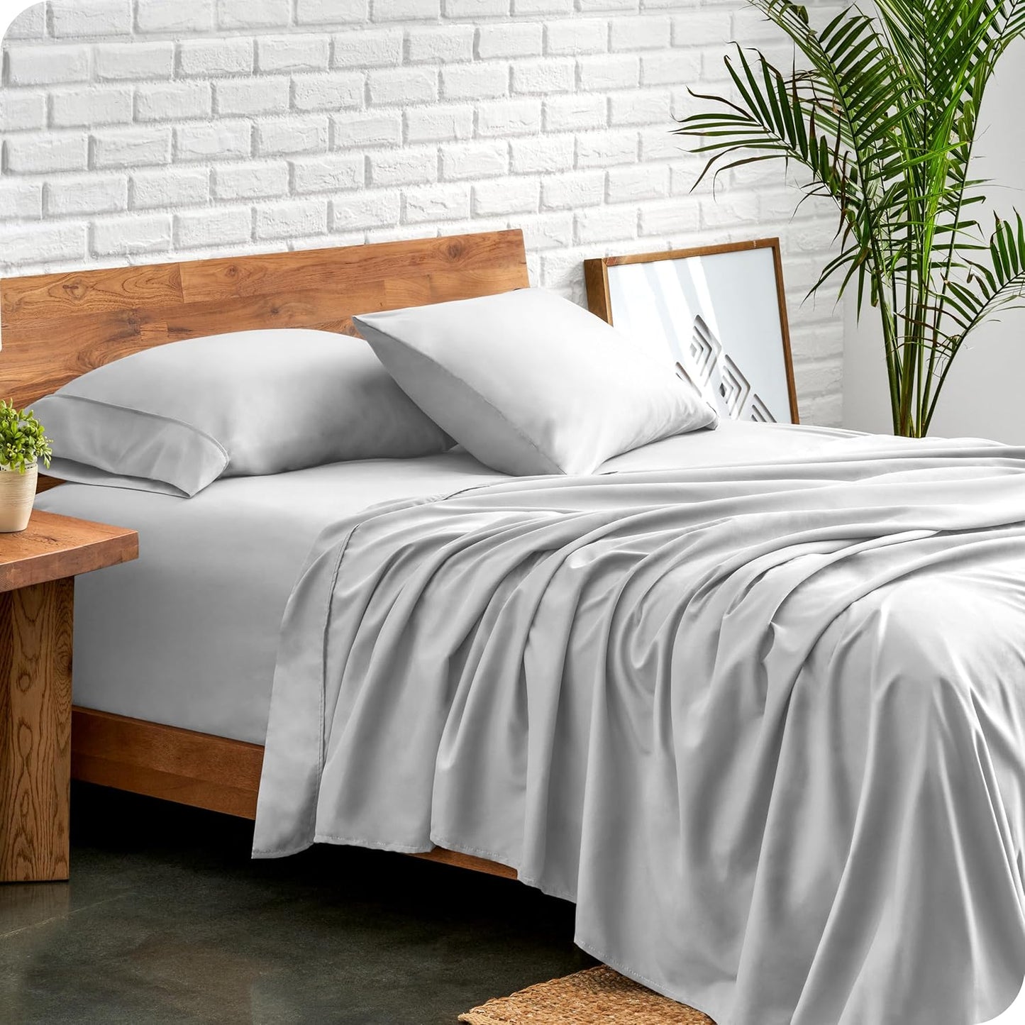 Bare Home Full Sheet Set - Luxury 1800 Ultra-Soft Microfiber Full Bed Sheets - Double Brushed - Deep Pockets - Easy Fit - 4 Piece Set - Bedding Sheets & Pillowcases (Full, Cloud Grey)