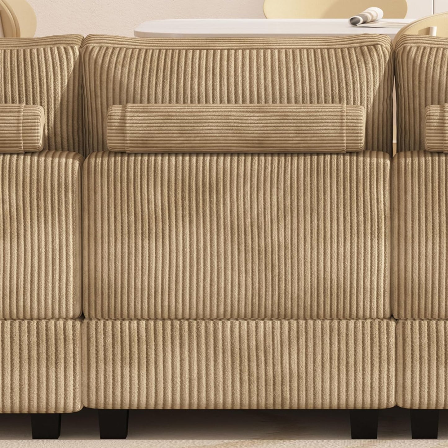 Eafurn 132.68" Oversized L Shaped Modular Sectional Sofa Couch with Reversible Chaise Lounge Daybed, Modern Corduroy Upholstered Corner Lounge Couch with Thick Cushions and Headrest