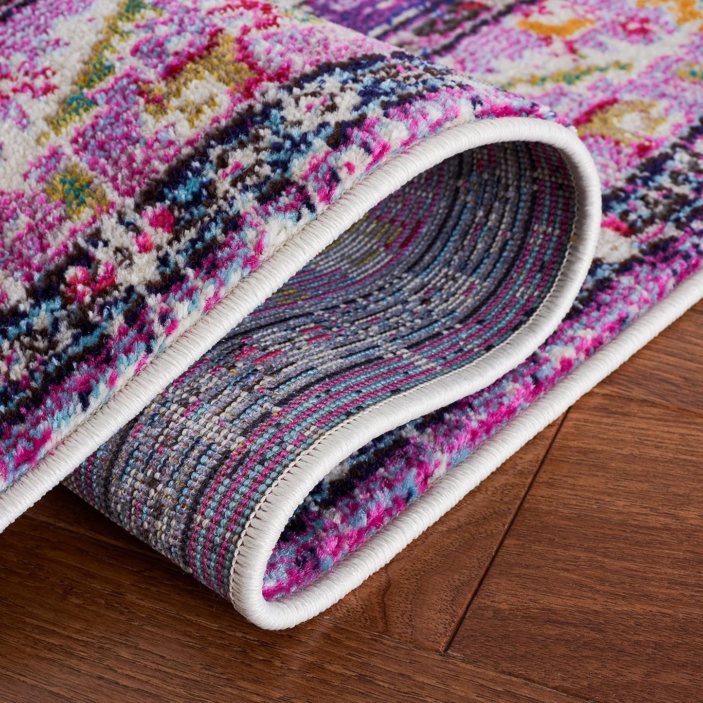 SAFAVIEH Monaco Collection Area Rug - 8' x 10', Violet & Fuchsia, Boho Chic Medallion Distressed Design, Non-Shedding & Easy Care, Ideal for High Traffic Areas in Living Room, Bedroom (MNC243P)