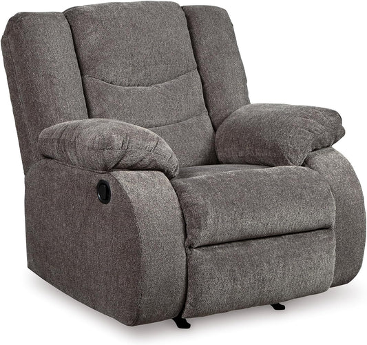 Signature Design by Ashley Tulen Modern Manual Pull Tab Rocker Recliner, Dark Gray