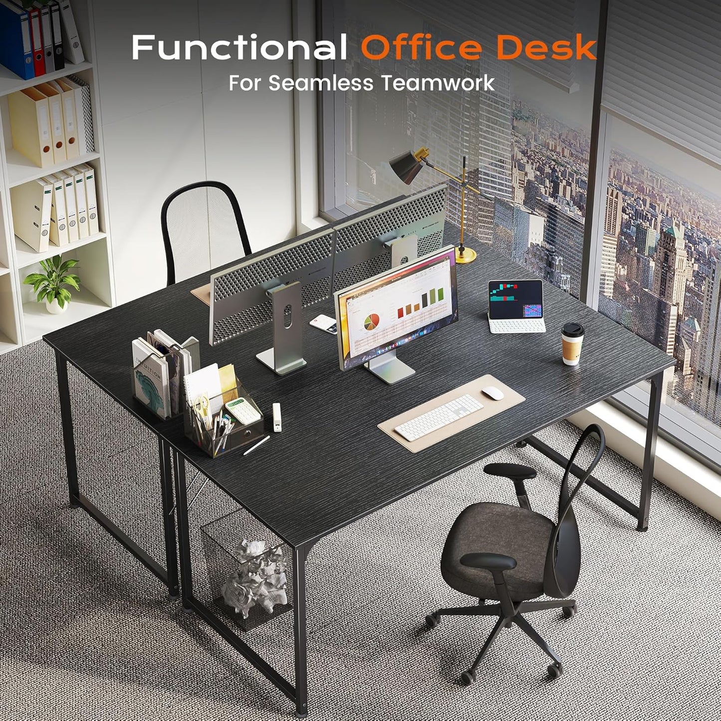 PRAISUN 47 X 24 Inch Computer Desk with Deeper Desktop, Gaming Office Writing Work Desk for Home Office, Study, Bedroom, Work from Home, Metal Frame, Black