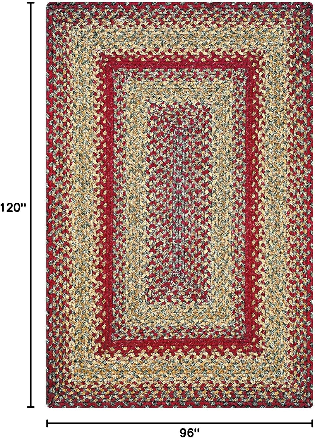 Homespice Cider Barn Cranberry Red Braided Area Rugs, Jute, 8x10' Rectangle - Perfect Country Rustic Decor for Dining Room, Bedroom, Everywhere
