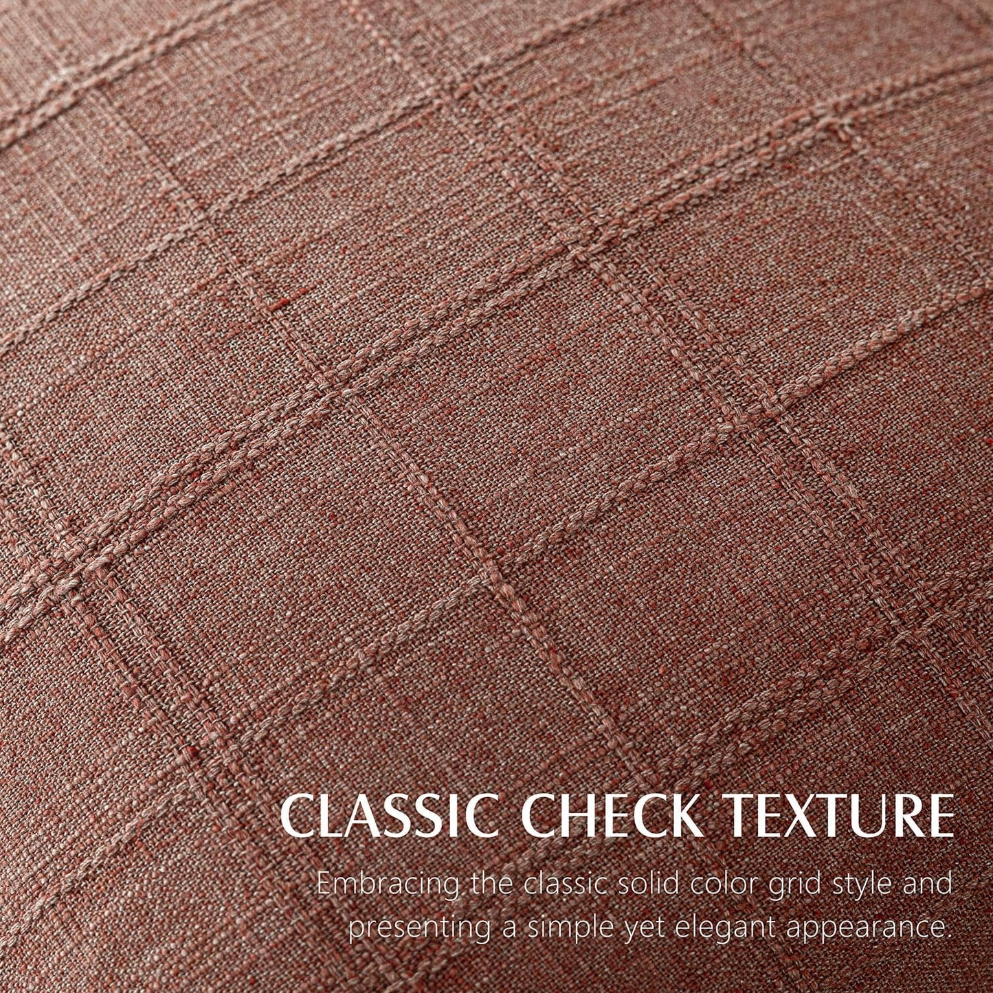 Foindtower Set of 2 Decorative Linen Check Throw Pillow Covers Neutral Farmhouse Vintage Cushion Covers Modern Boho Home Decor for Sofa Chair Couch Bedroom Living Room Outdoor,20×20 Inch,Autumnal Red