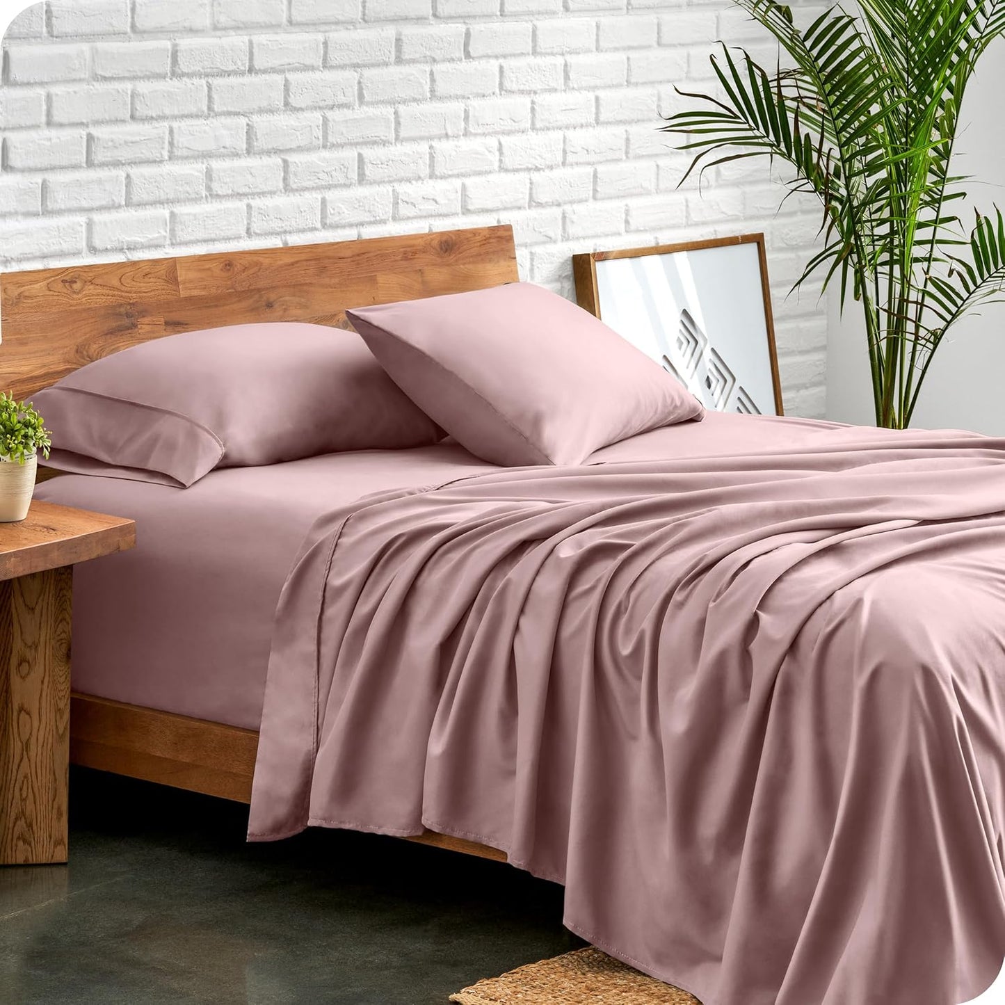 Bare Home King Sheet Set - Luxury 1800 Ultra-Soft Microfiber King Bed Sheets - Double Brushed - Deep Pockets - Easy Fit - 4 Piece Set - Bedding Sheets & Pillowcases (King, Mauve)