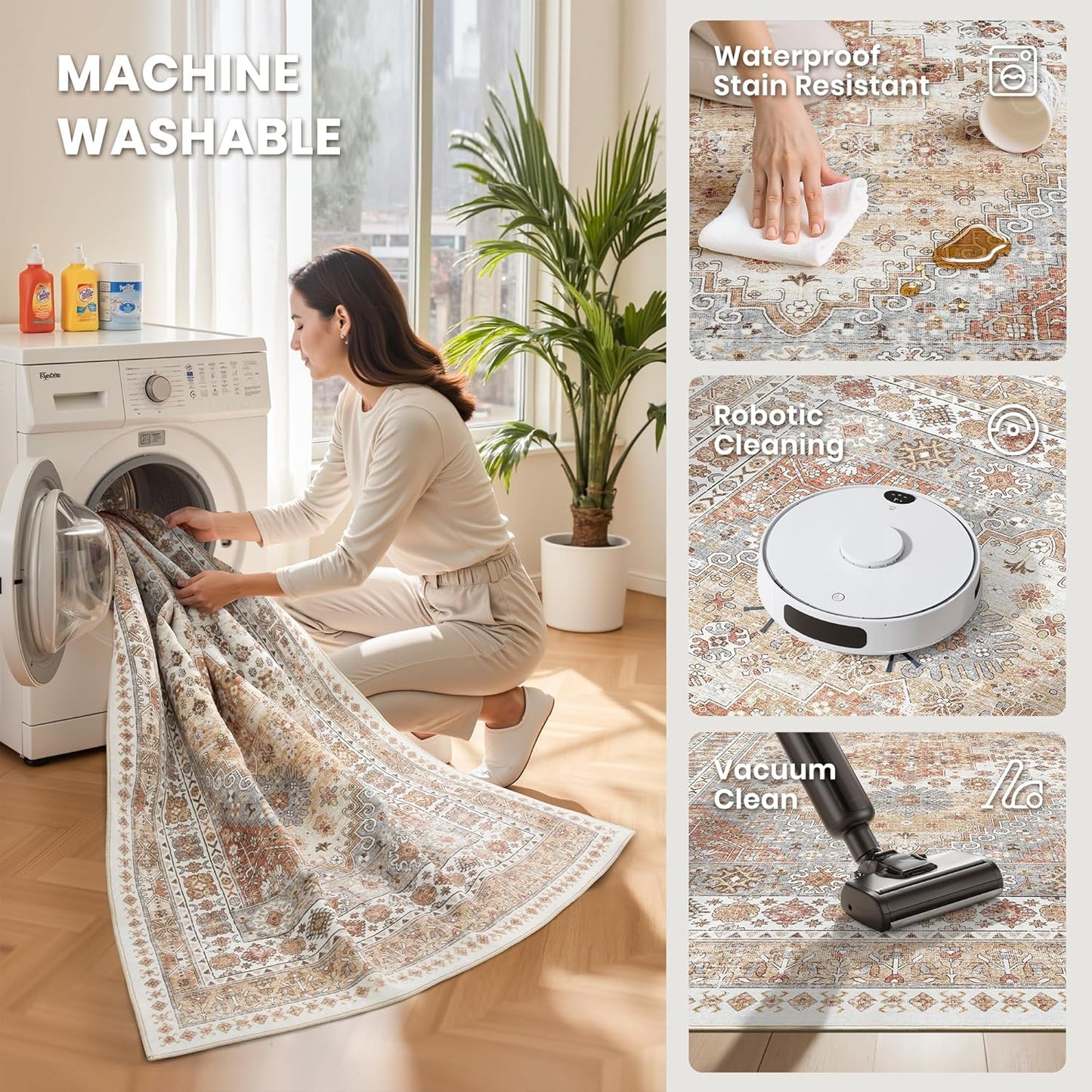 zesthome Washable Runner Rug 2.5x8 - Stain Resistant Entryway Rugs, Ultra-Thin Kitchen Rug, Anti Slip Backing Runner Rugs for Entrance Laundry Room Indoor Hallway (Orange,2.5'x8')