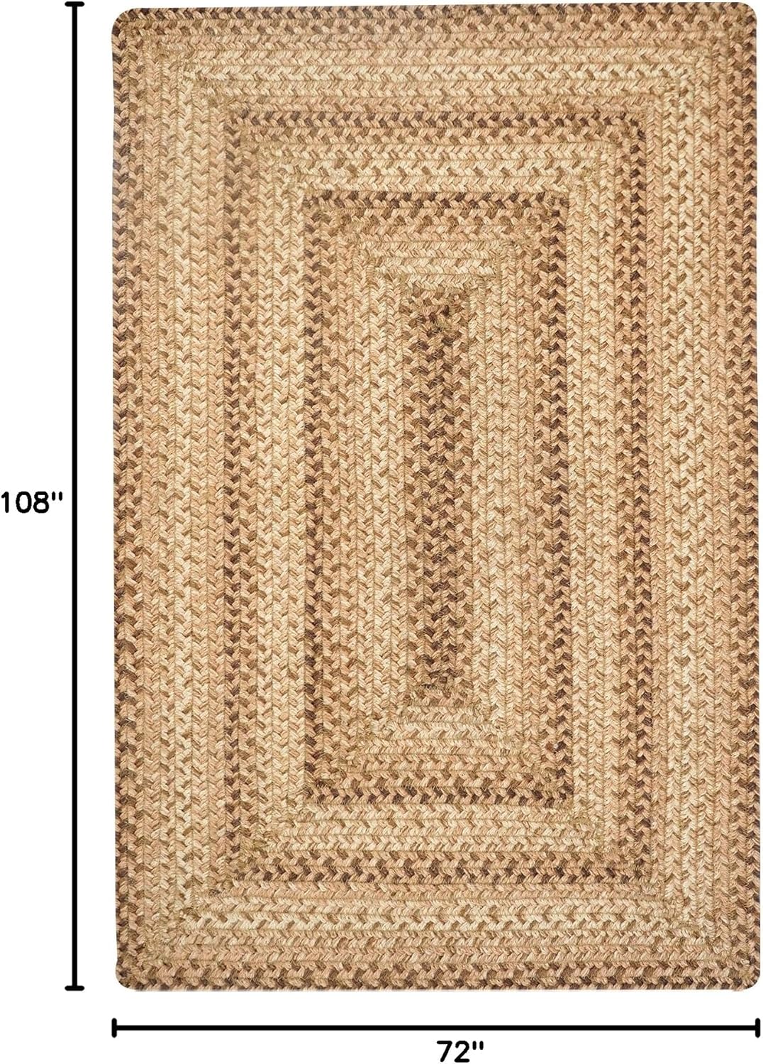 Cookie Dough Braided Area Rug 6x9' - Rustic Farmhouse Rugs for Living Room, Dining Room and Bedroom