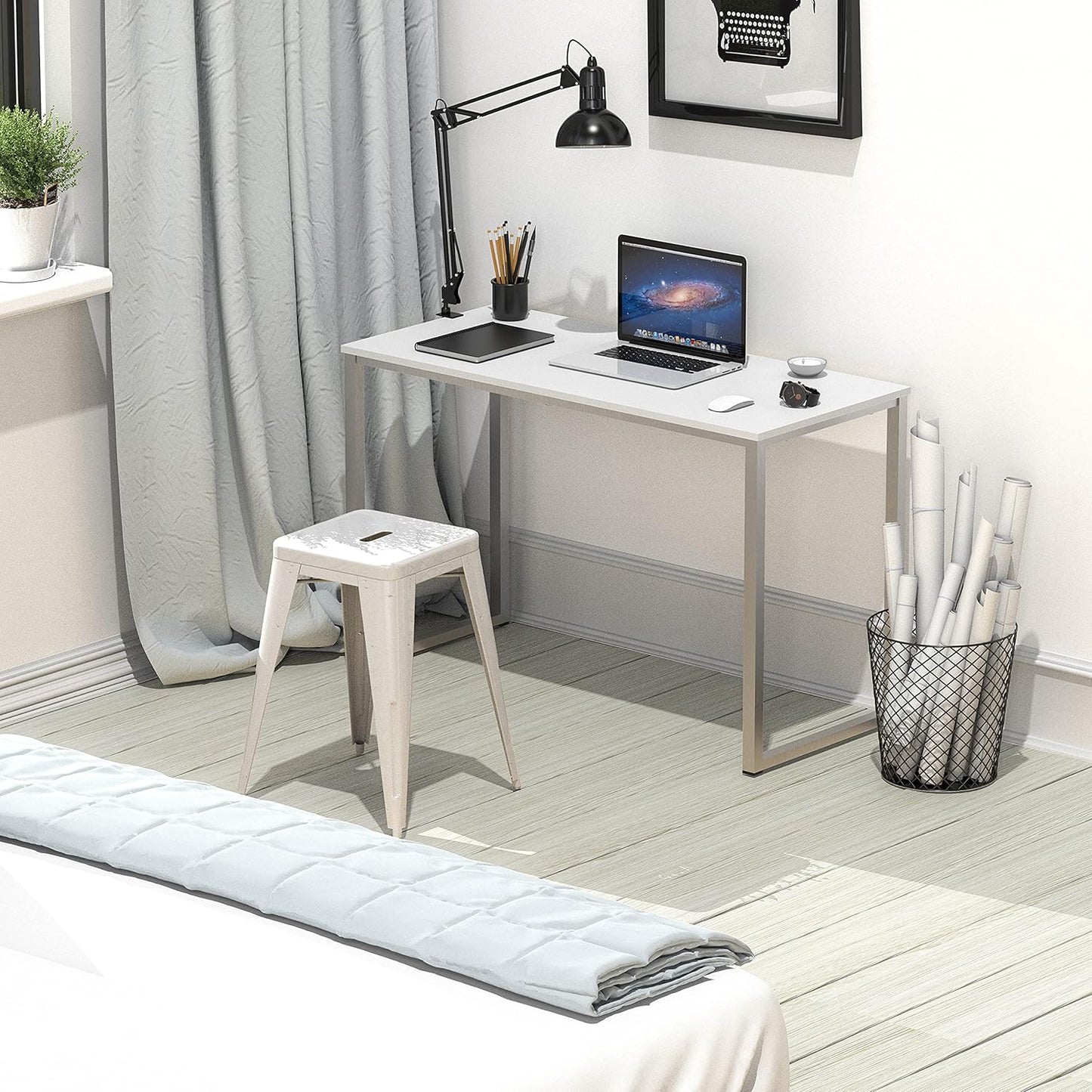 SHW Mission 32-Inch Home Office Computer Desk, White