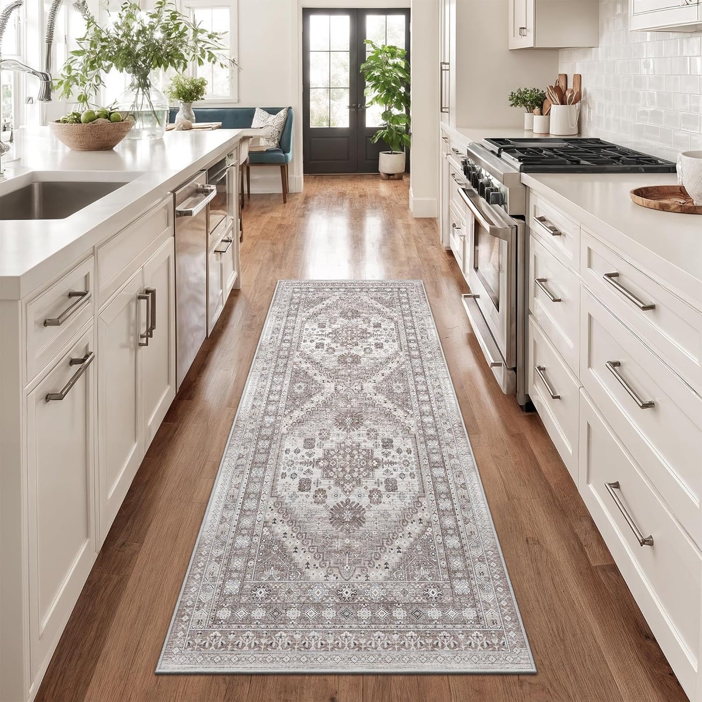 zesthome Runner Rug 2x5 - Stain Resistant Machine Washable Rug, Non Slip Vintage Hallway Runner Rugs, Low Pile Lightweight Runners for Kitchen, Entryway and Corridor