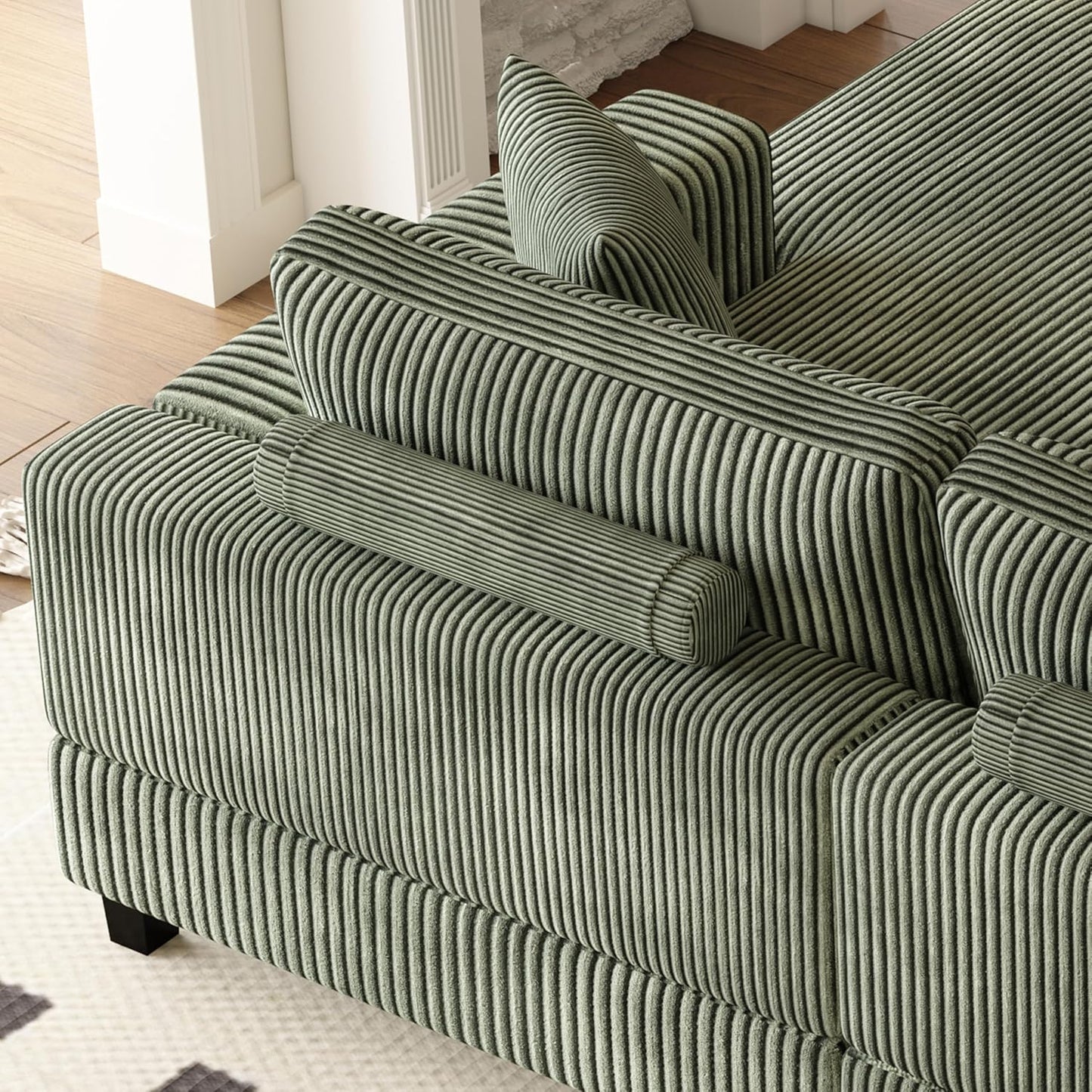 99" Symmetrical U Shaped Reversible Modular Sectional Sofa, Convertible Sofa Lounger Couch with Double Chaise Lounge and Thickness Cushions, Extra Wide Seat Couch w/Headrest