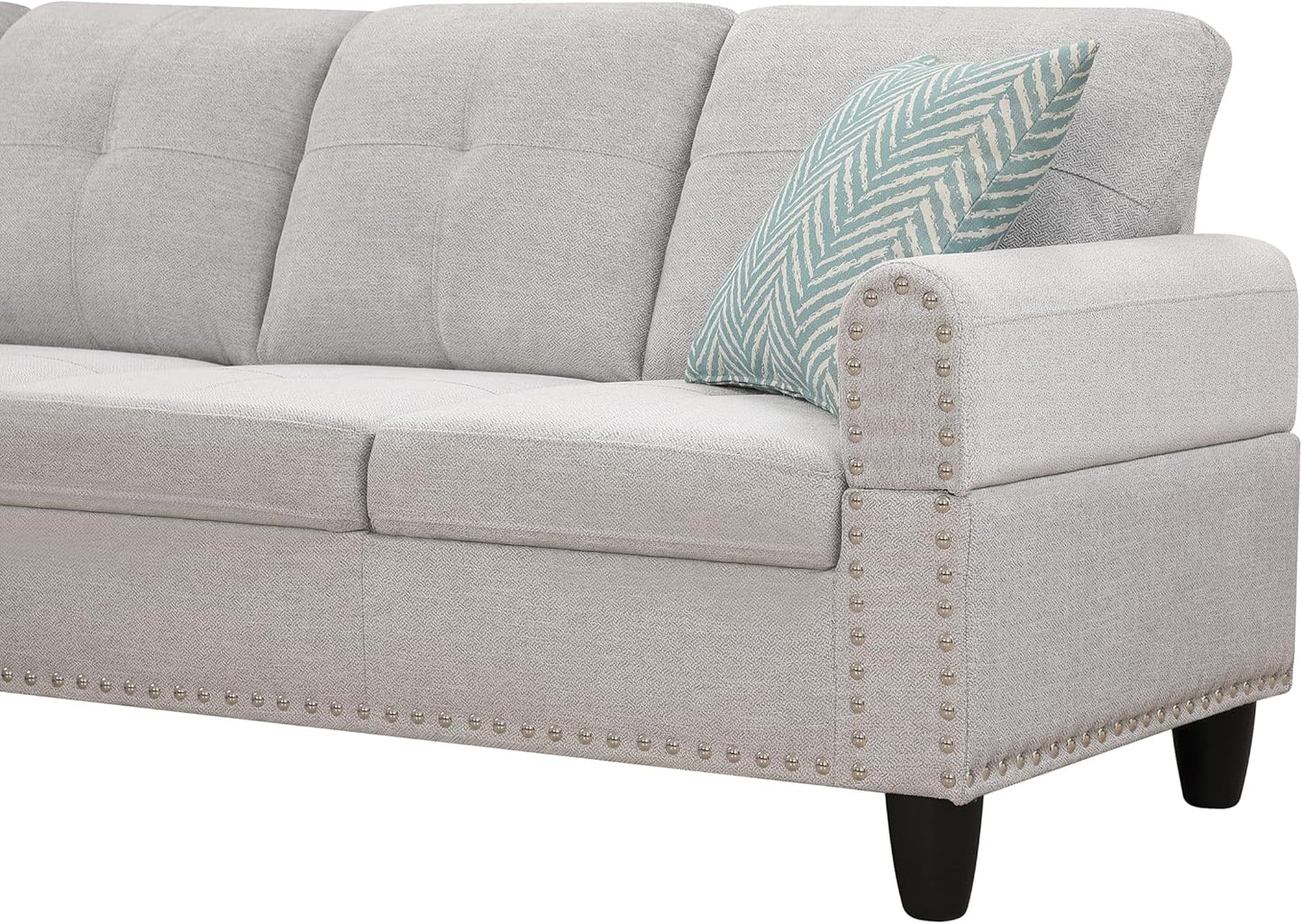Halibur Sectional Sofa or Couch with Ottoman for Living Room, Apartment, Bedroom, Office
