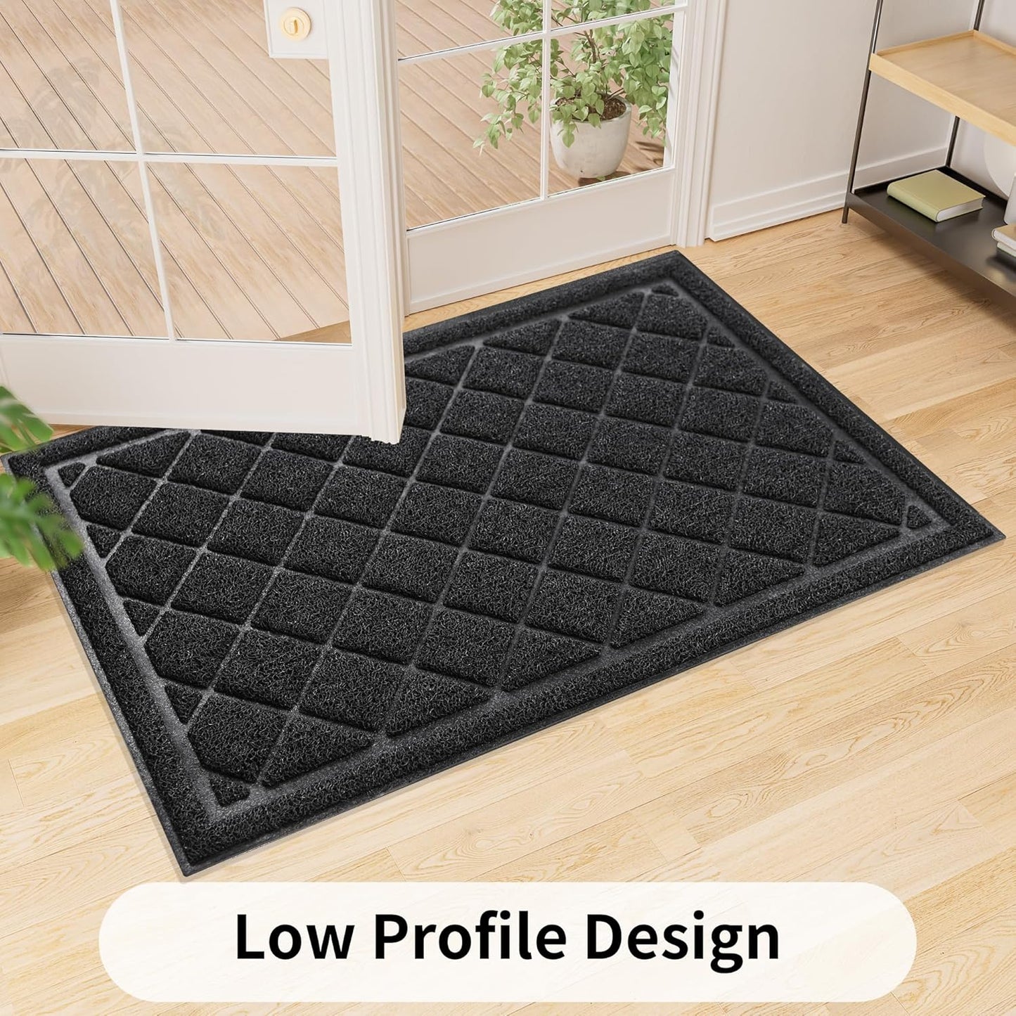 Front Door Mat Indoor Outdoor, 48" x 24" Non Slip Welcome Doormat for Entryway, Heavy Duty Low Profile Entrance Rug for High Traffic Areas, Patio, Outside Entry, Yard, Porch Waterproof