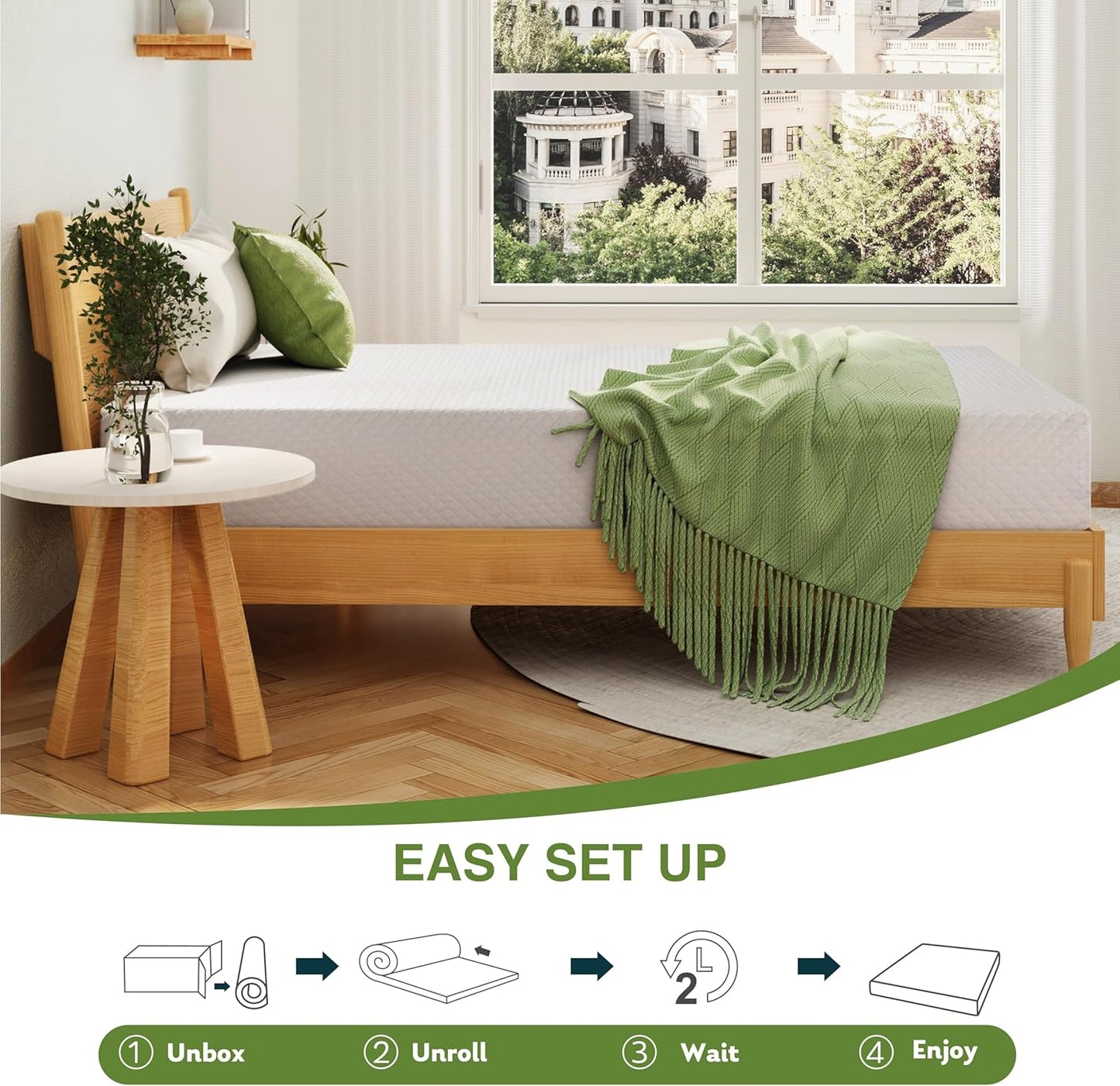 King Size Memory Foam Mattress, 12 Inch Bed Mattress in a Box with Cooling Green Tea Gel, Relieve Pressure with Medium Support, CertiPUR-US Certified, 80''L x 76''W, White