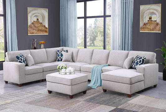 Devion Furniture Philly Sectional Modular Sofa with Ottoman for Living Room, Apartment, Bedroom, Office, Dorm