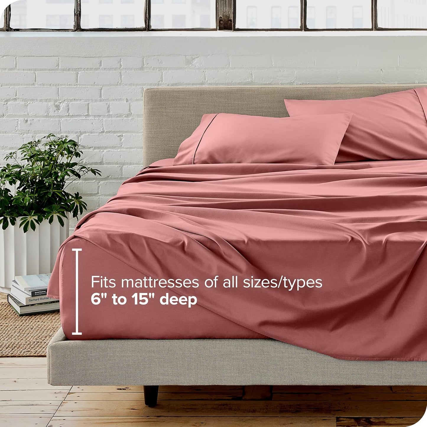 Bare Home Split Head Flex King Sheet Set - 1800 Ultra-Soft Microfiber Bed Sheets - Double Brushed - Deep Pockets - Easy Fit - 4 Piece Set - FlexTop Bedding Sheets (Split Head Flex King, Dusty Rose)