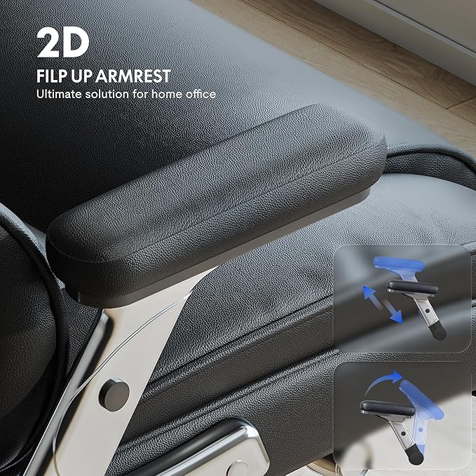 FLEXISPOT 600lbs Big and Tall Office Chair for Heavy People, Heavy Duty Computer Desk Chair with Dynamic Lumbar Support 2D Armrest Blade Wheels, Chairs for Home Office Gaming Working, Leather, Black