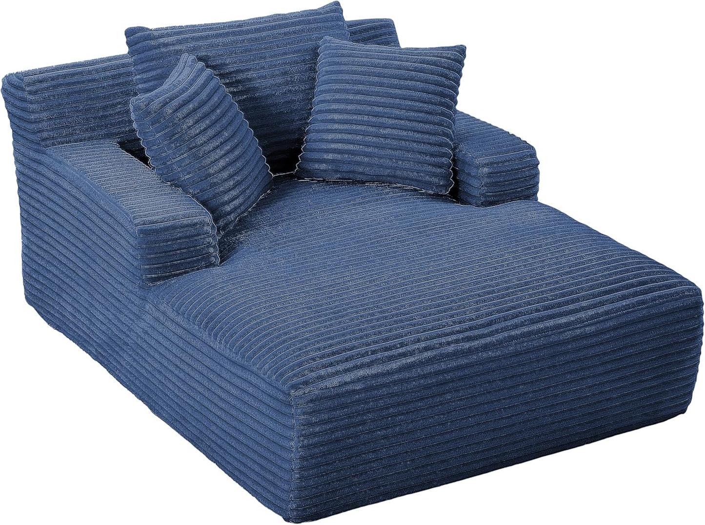 Oversized Chaise Daybed Lounge Sleeper Chair Sofa Bed Indoor, Fluffy Corduroy Upholstered Sleeper Recliner Sofabed Full Foam Boneless Cloud Sofabed W/3 Pillows for Home/Apartment Living Room Bedroom