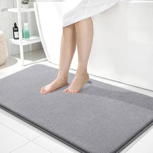 OLANLY Thick Memory Foam Bath Mat Rug 44x24, Extra Soft Absorbent Bathroom Rug, Quick Dry Bath Mats, Non-Slip, Machine Washable Carpet for Bathroom, Tub and Shower, Home Decor Accessories, Grey