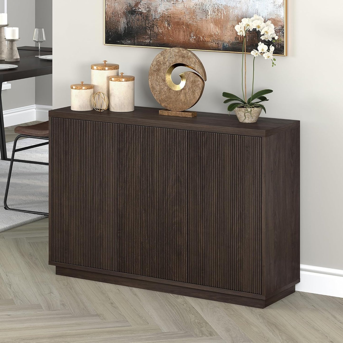 Henn&Hart 48" Wide Rectangular Buffet Table in Warm Brown, for Home, Living Room, Bedroom, Entertainment Room, Office