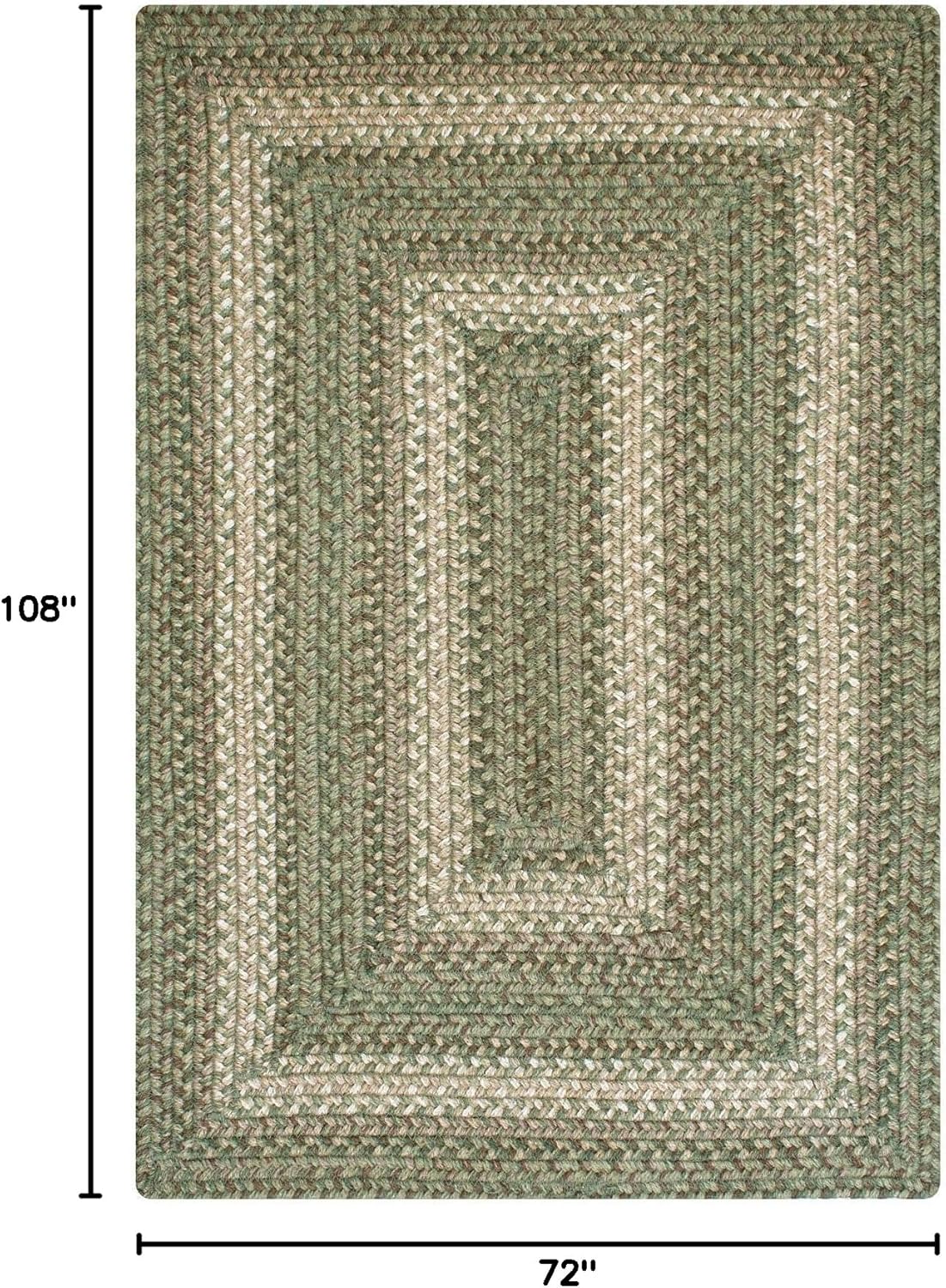 Homespice Grassland Hand Braided Rug 6x9' – Rustic Sage Green Area Rugs for Country Decor