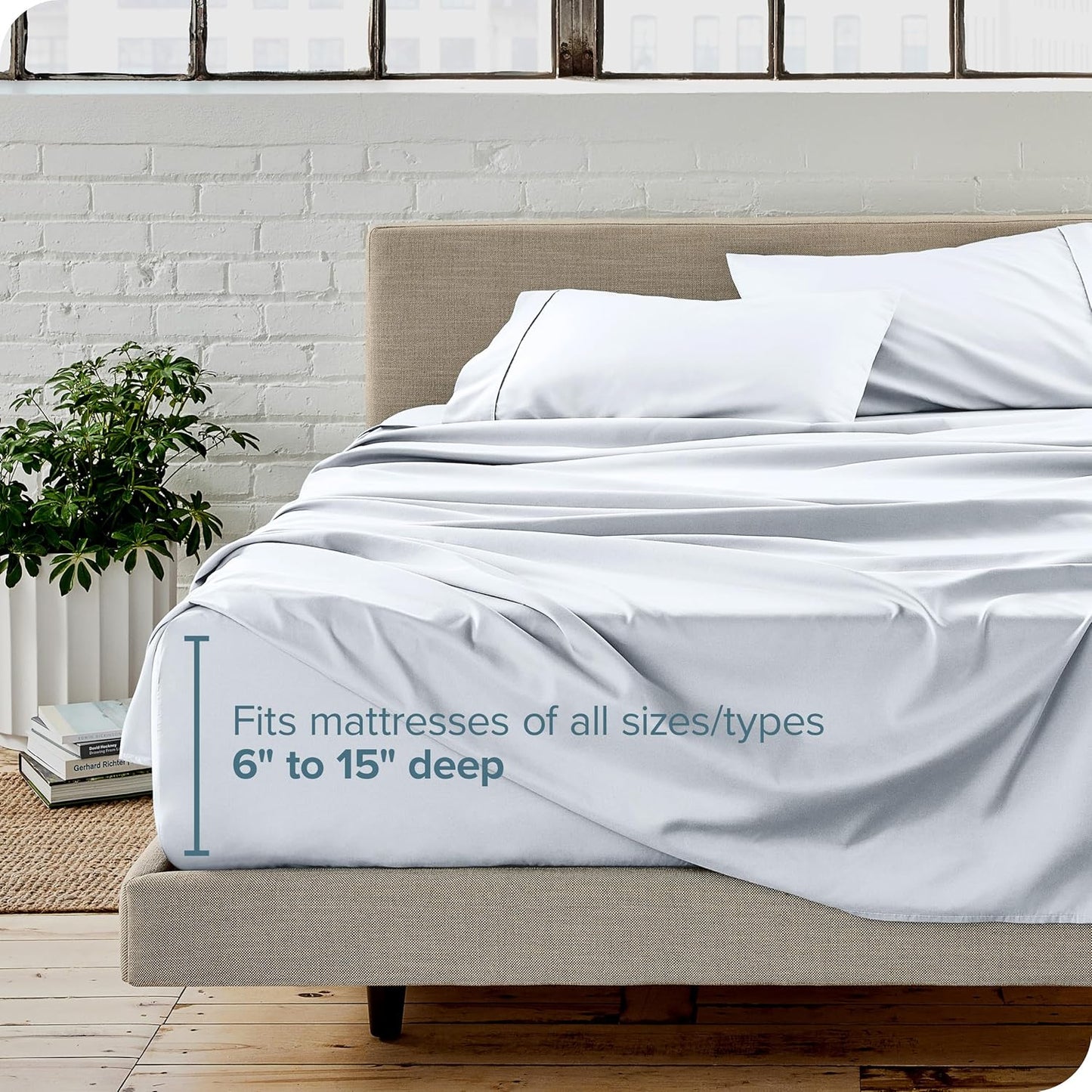 Bare Home Split Head Flex King Sheet Set - 1800 Ultra-Soft Microfiber Bed Sheets - Double Brushed - Deep Pockets - Easy Fit - 4 Piece Set - FlexTop King Bedding Sheets (Split Head Flex King, White)