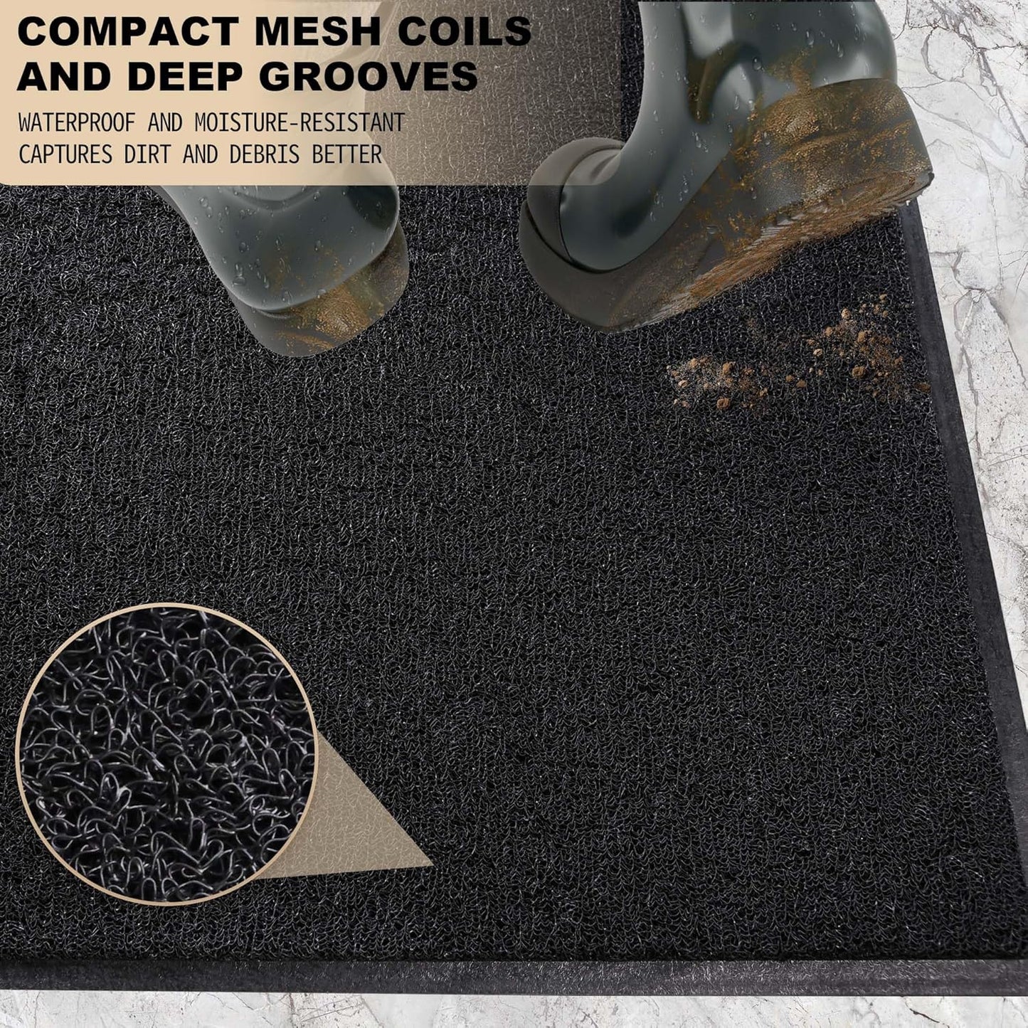 Amyracel Front Door Mat Indoor Outdoor Entrance, 36" x 60" All-Season Waterproof Heavy Duty Doormat for Outside Entry, Stain and Fade Resistant, Low Profile, Easy Clean Patio Entryway Mat