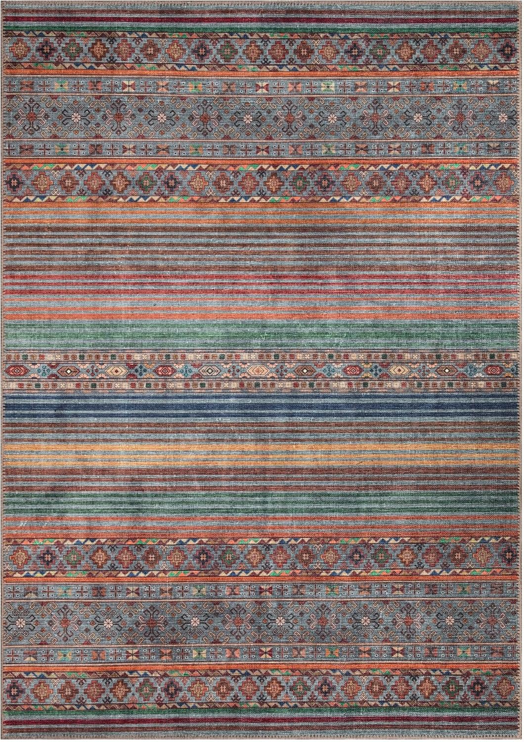 Keen Home Design 8x10 Rug - Machine Washable Area Rug with Non-Slip Backing, Ideal for Living Room, Dining Room, Bedroom - Vintage, Easy Clean, Durable, Low Pile Rug - (8' x 10')