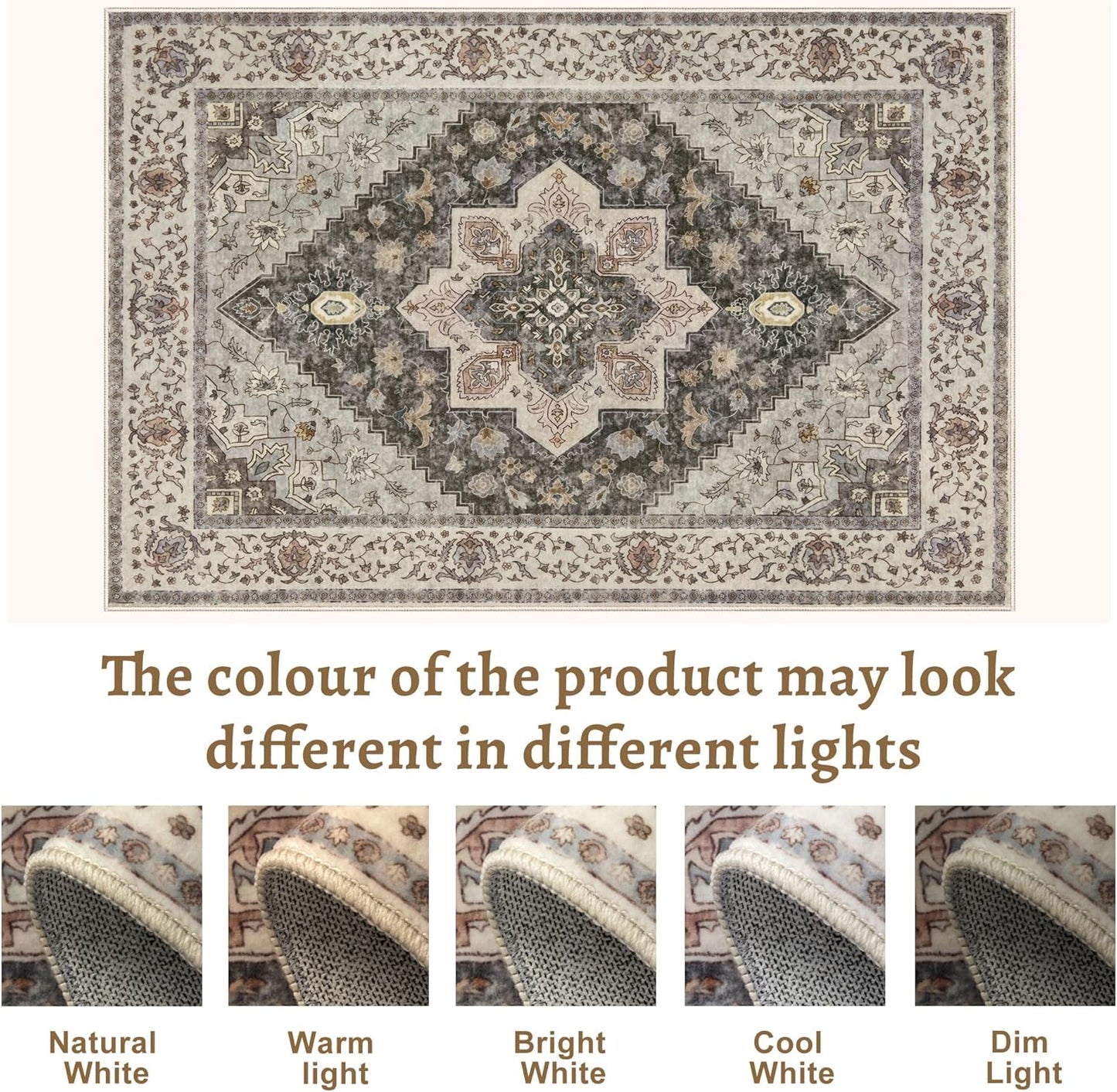 Kitchen Rugs 2x4 Washable Rug for Entryway Vintage Non Slip Small Rugs Front Door Mat Indoor Entrance, Print Distressed Throw Rug Grey Brown Soft Low Pile Rugs Small Carpet for Entry Bedroom Bathroom