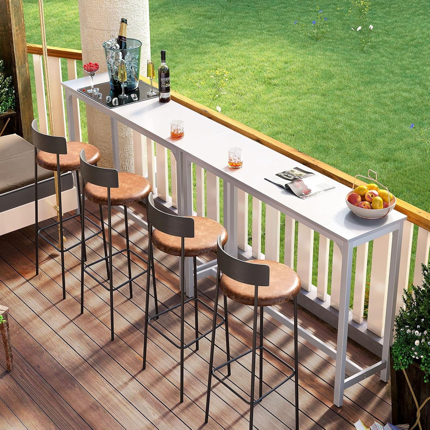 ODK 55 Inch Bar Table, Bar Height Pub Table, Counter Height Bar Table, Rectangular High Top Kitchen & Dining Counter Tables with Sturdy Legs & Easy-to-Clean Top, Indoor use, White