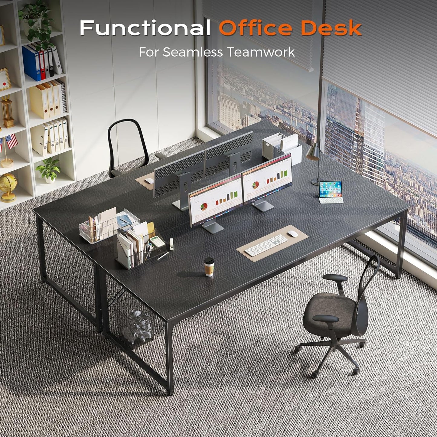 PRAISUN 78.7 X 29.5 Inch Computer Desk with Deeper Desktop, Long Gaming Office Writing Work Desk for Home Office, Study, Bedroom, Work from Home, Metal Frame, Black