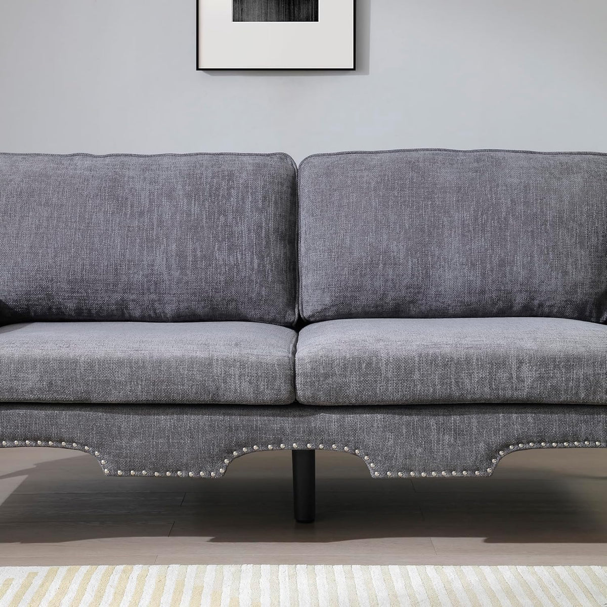 2 Piece Sectional Sofa Set, 2+3 Seat Convertible Couch with Movable Pillows, Upholstered Couches for Living Room, Grey