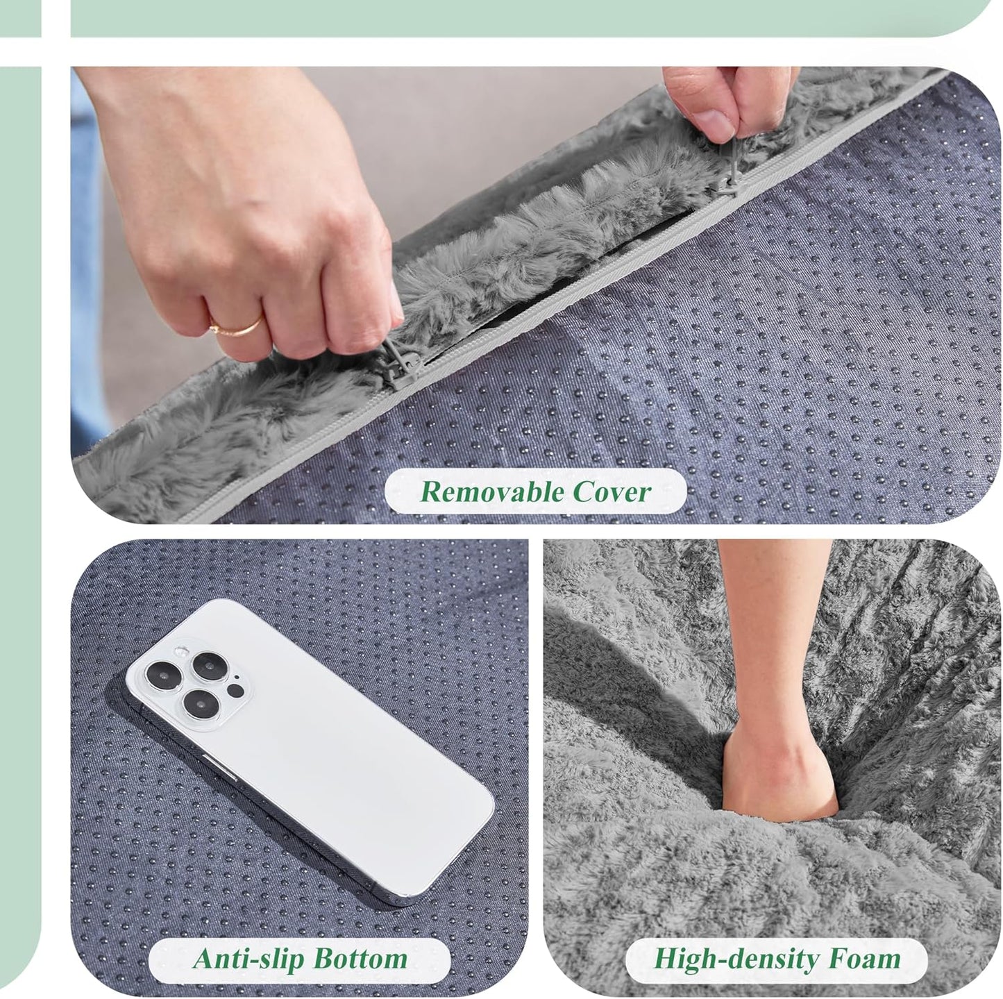 Hobestluk Bean Bag Chair Big Bean Bag Lounger for Adults Bean Bag Couch with Memory Foam Filled for Living Room, Bedroom or Balcony (Chevron Plush Grey)