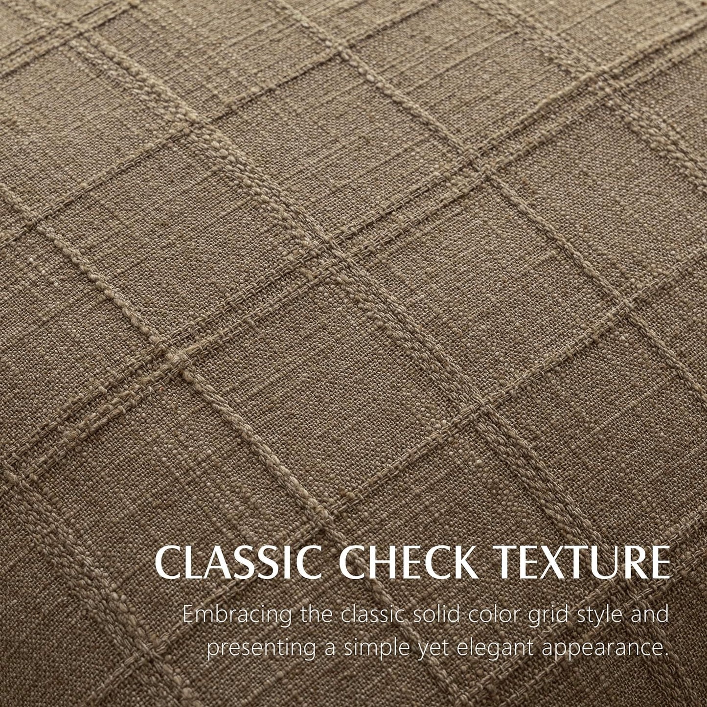 Foindtower Set of 2 Decorative Linen Check Throw Pillow Covers Neutral Long Body Lumbar Cushion Covers Farmhouse Vintage Boho Home Decor For Sofa Chair Couch Bedroom Living Room,14×36 Inch,Light Brown