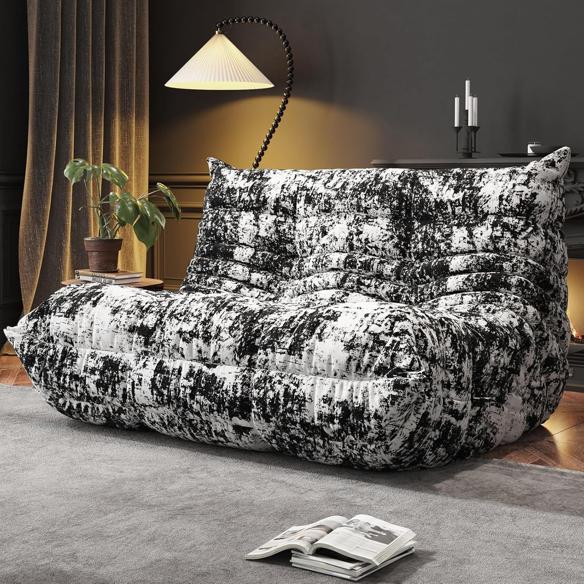 Bean Bag Chairs for Adults, Memory Foam Couch Loveseat Sofa Chair, Soft Teddy Material Cozy Comfy Reading Nook Chairs, Floor Chair for Living Room Bedroom Office