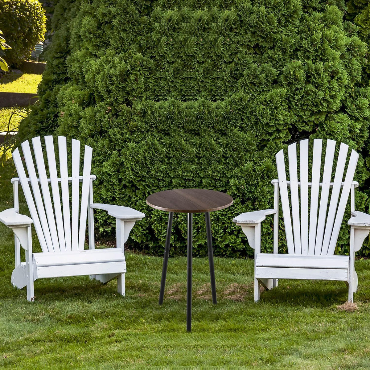 2 Packs Small Round Side Table 13.5" Outdoor Patio Round Accent Coffee Tables Indoor Corner Stand for Small Spaces Weather-Resistant for Balcony Plant Stand, Woodgrain