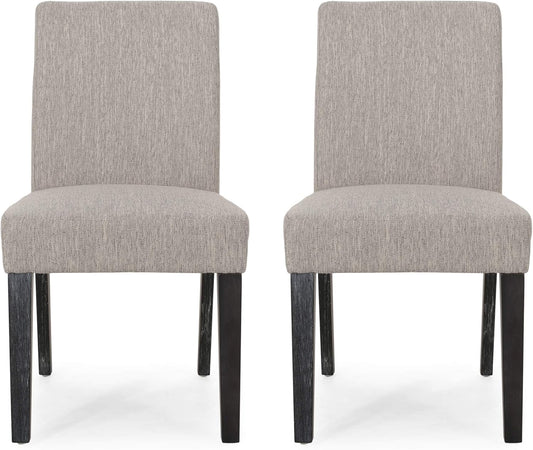 Christopher Knight Home Boling Contemporary Upholstered Dining Chair (Set of 2), Light Grey + Dark Brown