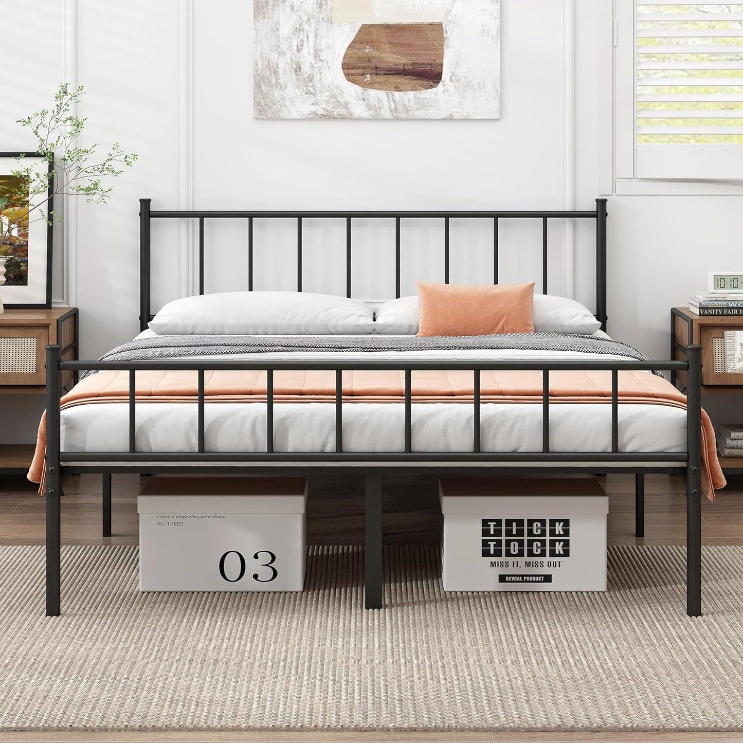 California King Bed Frame-Classic Metal Platform Bed Frame,Mattress Foundation with Steel Slat Support,Under Foundation Storage,No Box Spring Needed, Easy Assembly,California King Size