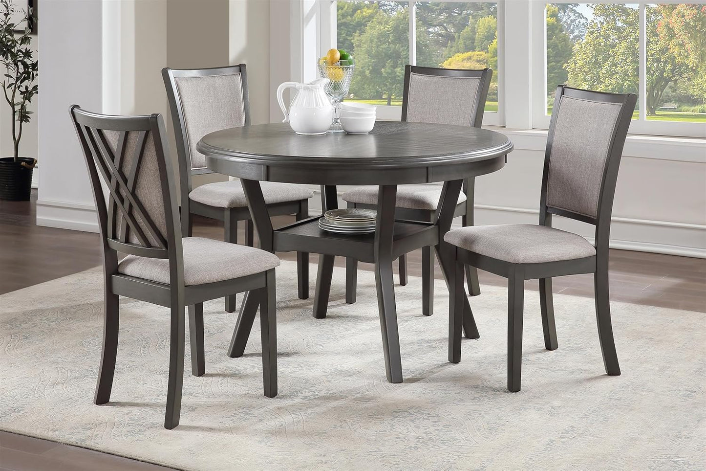 New Classic Furniture Amy 5-Piece Dining Table Set, Gray