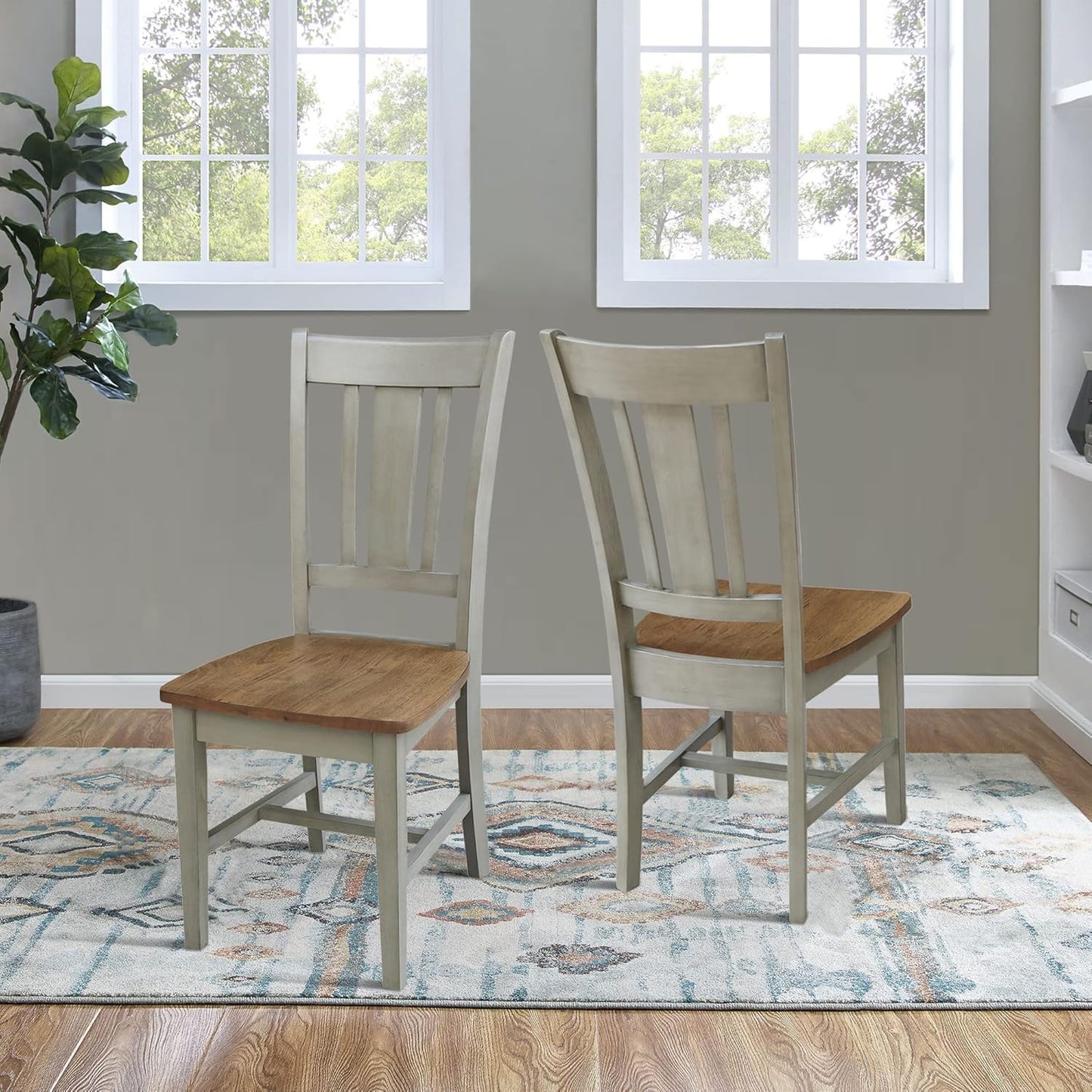 International Concepts San Remo Splatback Chair, Distressed Hickory/Stone