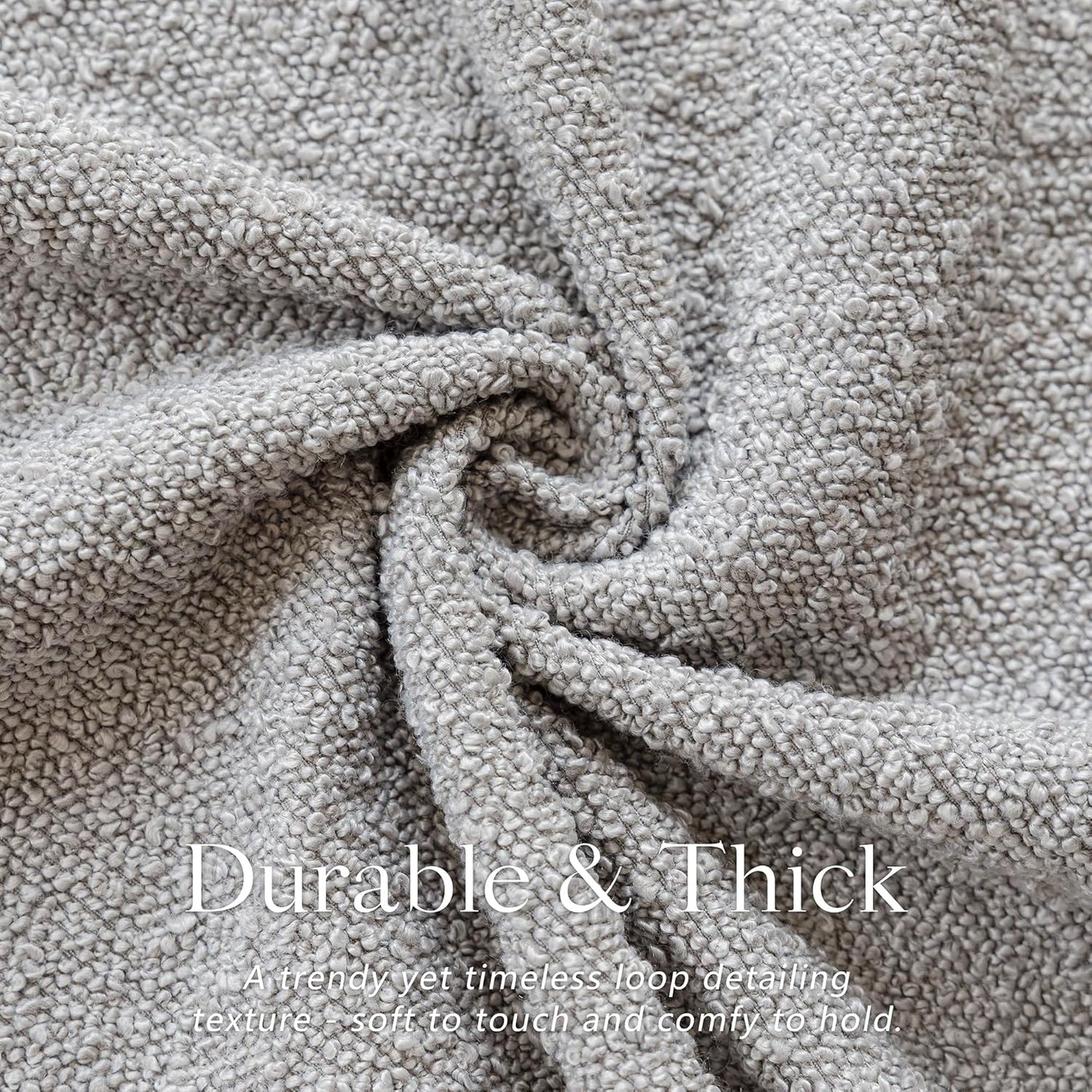 Foindtower Pack of 2, Decorative Textured Boucle Throw Pillow Covers Accent Solid Pillow Cases Cozy Soft Couch Cushion Case for Chair Sofa Bedroom Living Room Home Decor 22 x 22 Inch Neutral Grey