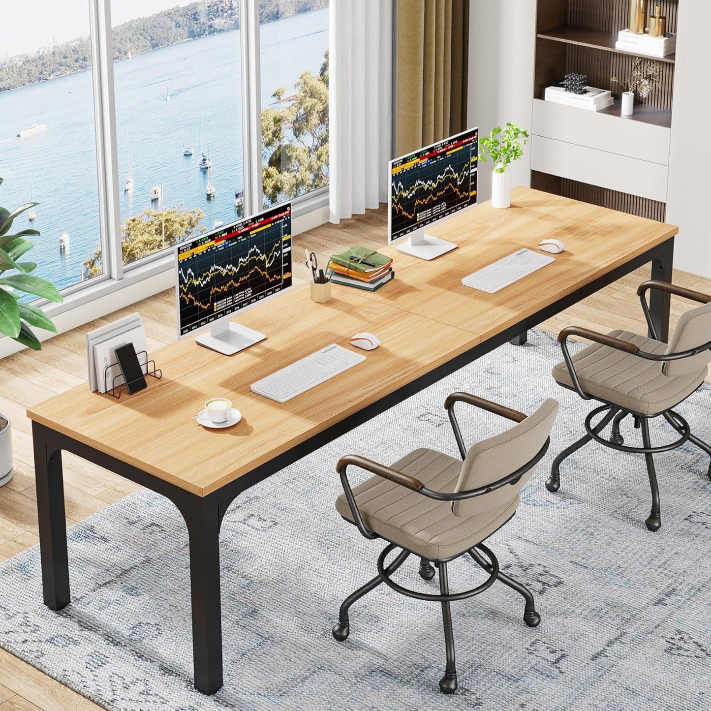 Tribesigns 78.7 Inches Extra Long Computer Desk 2 Person Desk, Double Long Desk, Workstaion for Home Office