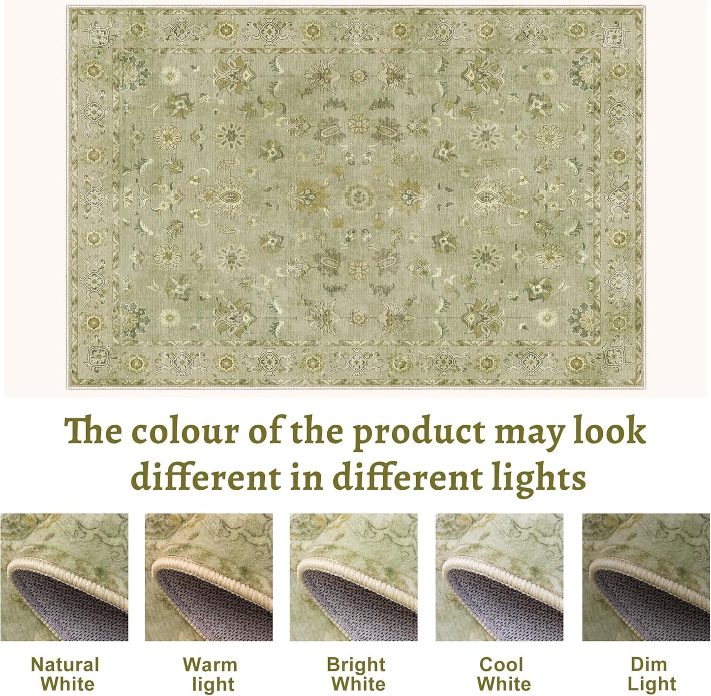 Tangsoo 2.6x8 Washable Runner Rug for Hallways, Floral Vintage Runner Non Slip, Soft Low Pile Long Rugs, Print Distressed Green Carpet Runners for Kitchen Bedroom Entryway Living Room