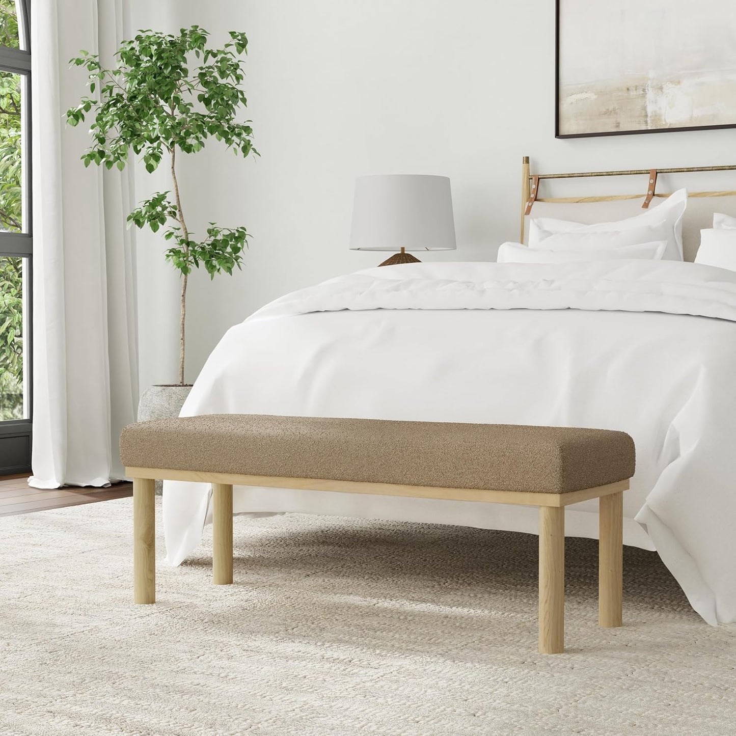 HomePop Oslo Decorative Bench - Brown Boucle