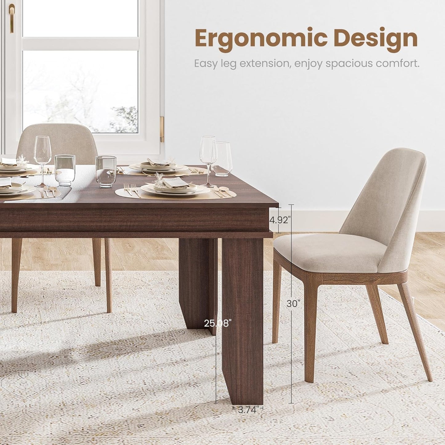 GarveeHome Farmhouse Dining Table for 6-8 People, 71" Long Brown Kitchen Tables with Wooden Sturdy Frame, 6 Ft Large Rectangular Dinner Table for Living Room, Kitchen, Dining Room
