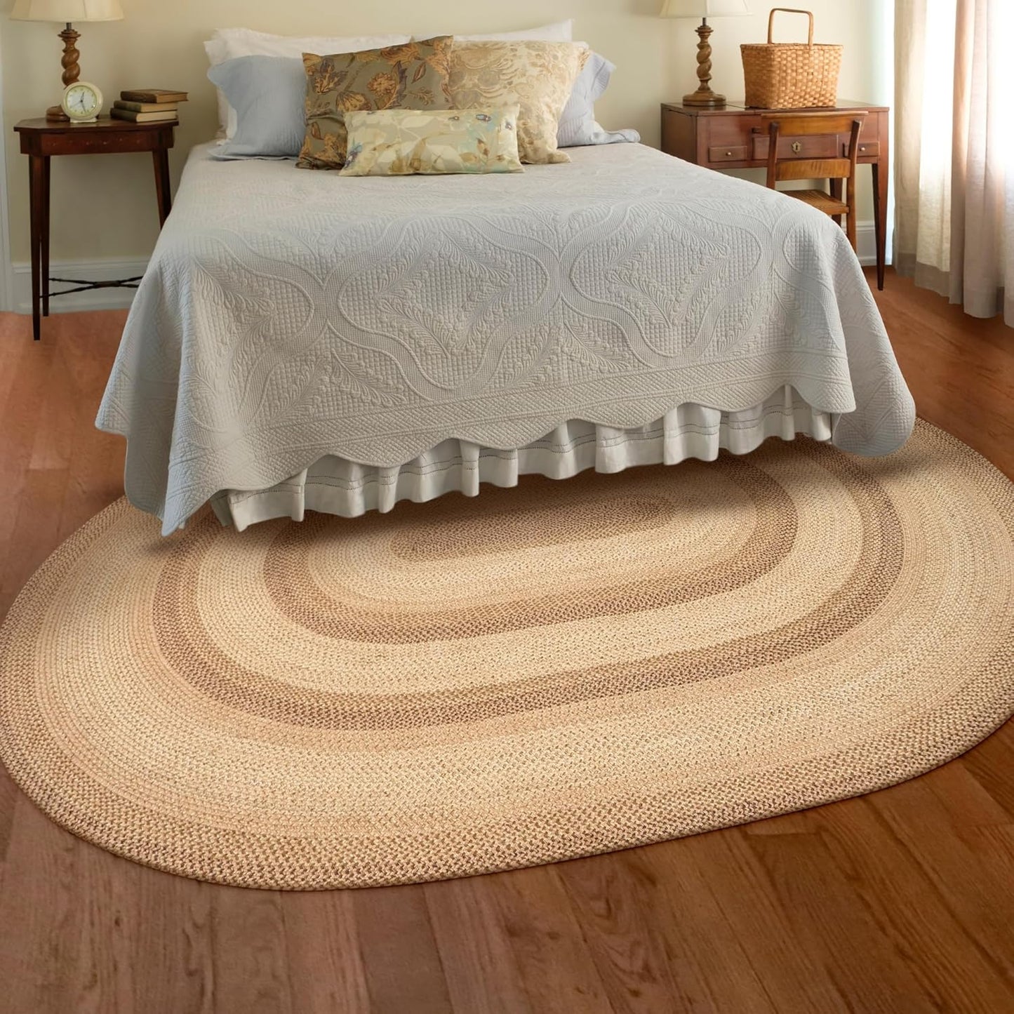 Homespice Cookie Dough Jute Braided Rug 5x8' - Rustic Country Rugs for Living Room and Bedroom for Farmhouse Decor