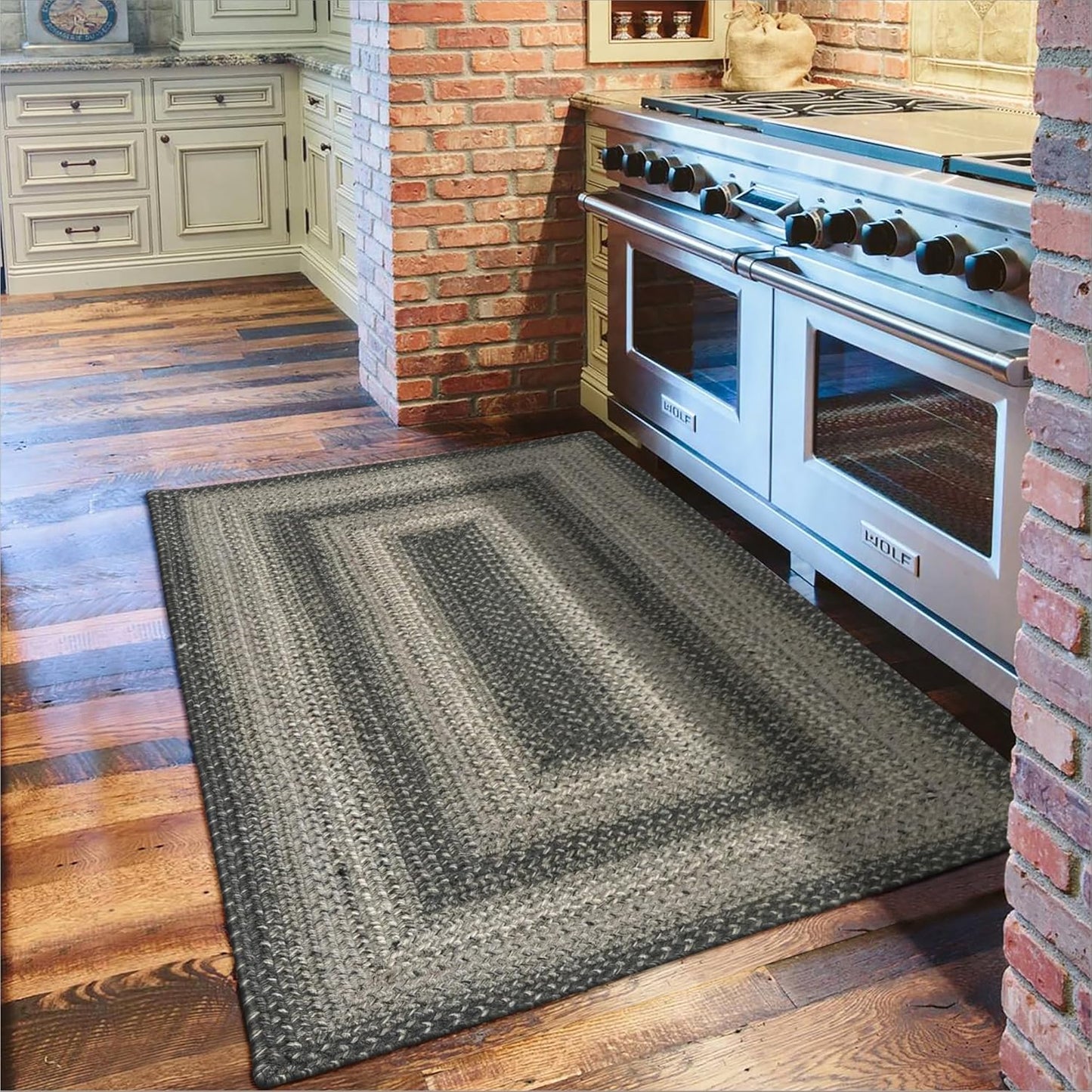Flint Hill Grey Jute Braided Rope Rug, 2x6' Rectangle - Warm Primitive Decor, Perfect for Laundry Rooms, Kitchens and Entryways - Durable and Easy to Clean