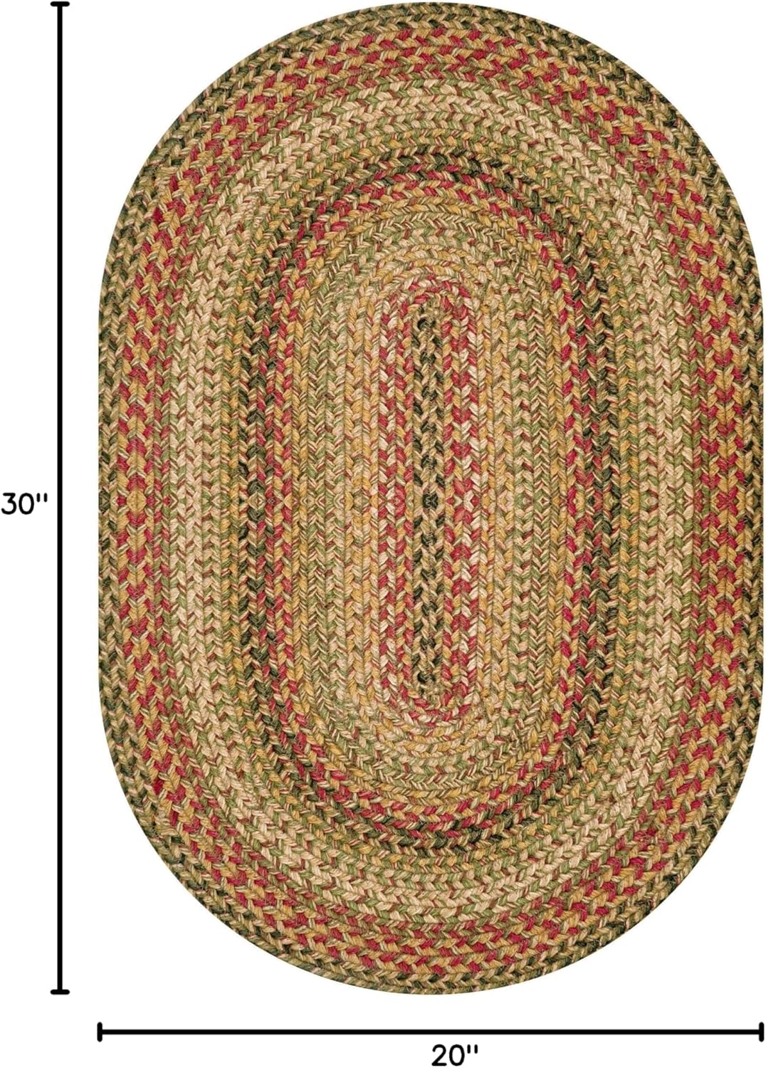 Kingston Oval Braided Rugs 20x30 – A Jute Braided Multi Colored Rug to Use in Kitchen, Entryway, and Bathroom